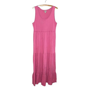 J. Jill Women’s Pink Sleeveless Tiered Maxi Dress Size Small Tall